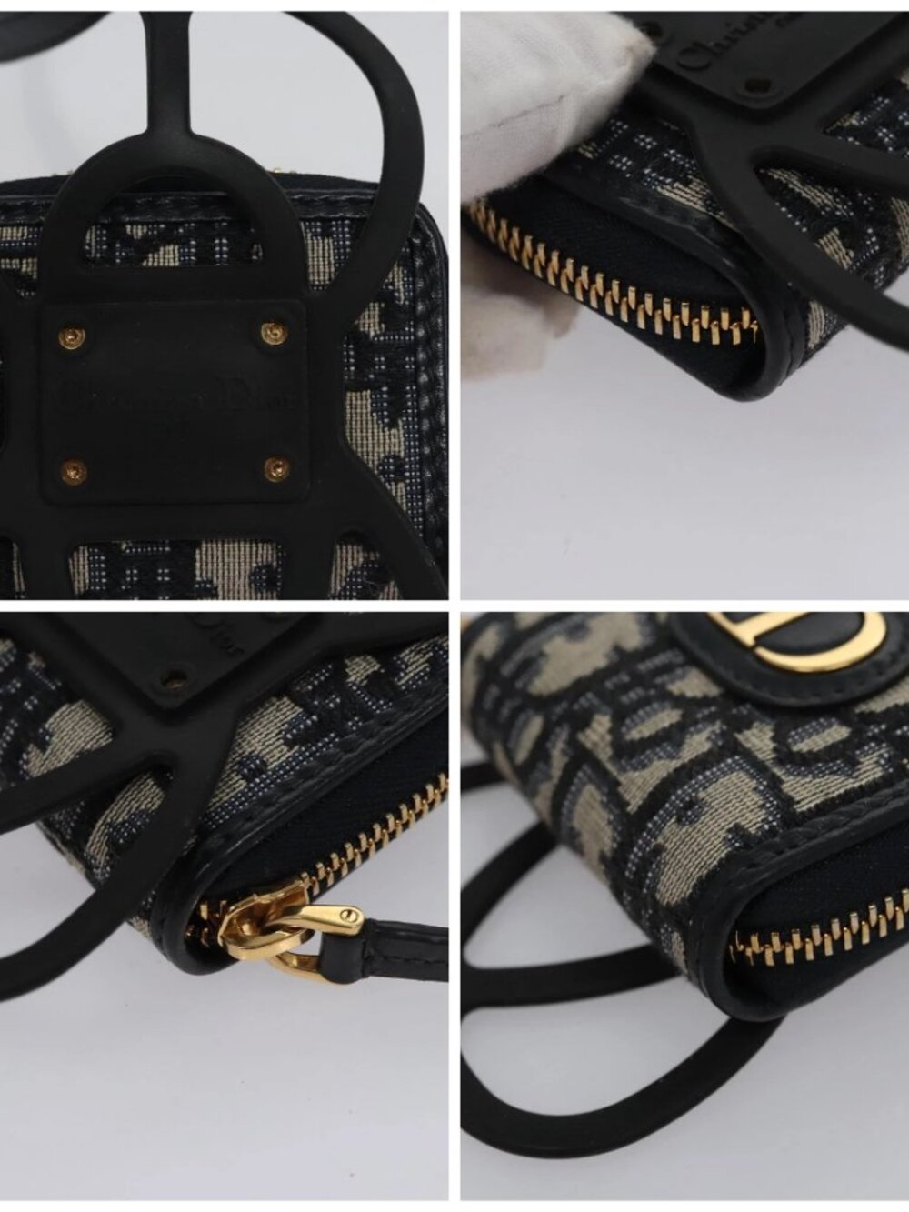 Christian Dior Trotter Canvas Oblique Phone Holder Airpods Case Navy Auth - Picture 12 of 15